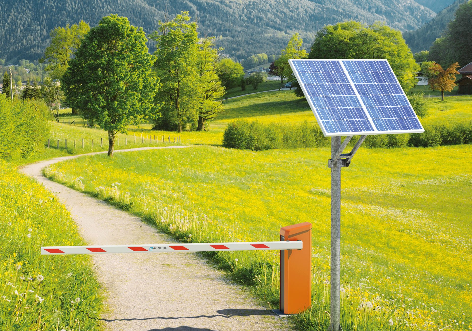 MAGNETIC slagboom op zon energie